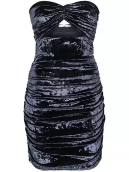 Мини-платье из мятого бархата Amen, синий