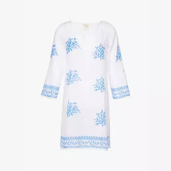 Мини-Платье из органического хлопка с вышитыми мотивами Гваделупе Aspiga, белый