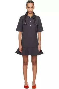 Мини-платье из плотного флиса Ganni, цвет phantom