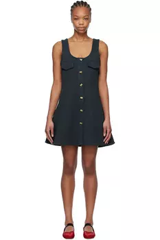 Мини-платье из плотного флиса Ganni, цвет sky captain