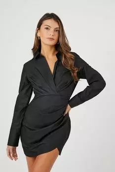 Мини-платье из поплина с краем-тюльпаном Forever 21, черный