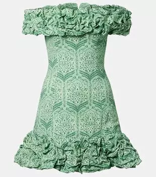 Мини-платье из поплина с рюшами и хлопком в составе Jardn Agua by Agua Bendita, Ceiba