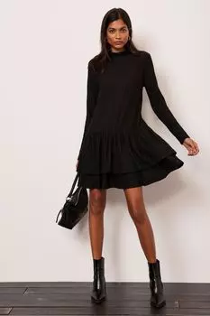 Мини-Платье из присборенной ткани Mint Velvet, черный