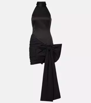 Мини-платье из сатина с бантом Rotate, черный