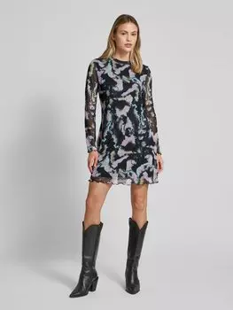 Мини-платье из сетки классического кроя с ложным вырезом Tom Tailor Denim, черный