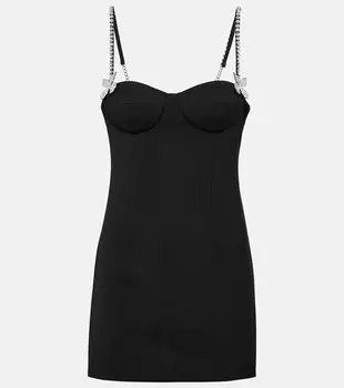 Мини-платье из шерсти с бабочками AREA, черный