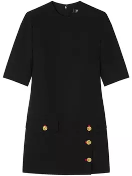 Мини-платье из шерстяного габардина Versace, черный