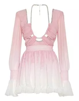 Мини-платье из шифона Plisse Degrade PHILIPP PLEIN, розовый/розовый