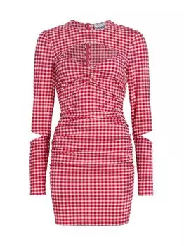 Мини-платье из сирсакера с вырезами GANNI