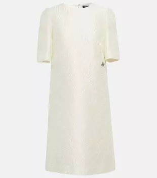 Мини-платье из смеси хлопка и шелка DOLCE&GABBANA, белый