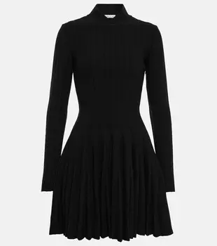 Мини-платье из смесовой шерсти ALAA, черный