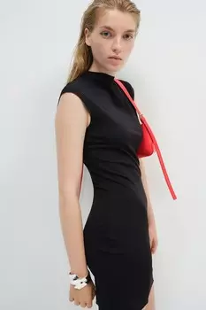 Мини-Платье из трикотажа облегающего кроя H&M, черный