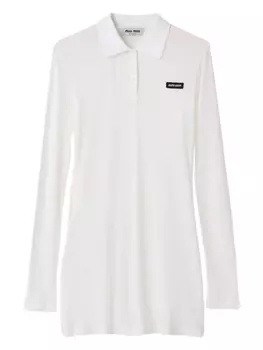 Мини-платье из трикотажного джерси в рубчик Miu Miu, белый