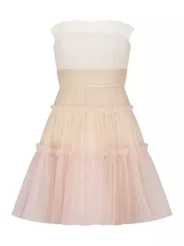 Мини-платье из тюля с цветными блоками без бретелек BCBGMAXAZRIA