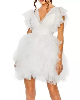 Мини-платье из тюля с оборками Mac Duggal