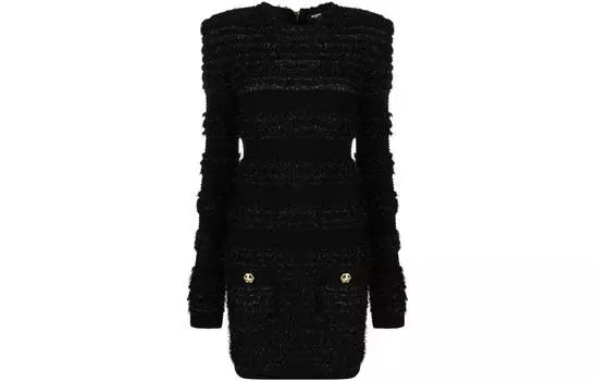 Мини-платье из твида BALMAIN, черный