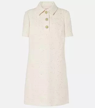 Мини-платье из твида с добавлением хлопка Valentino, цвет natural