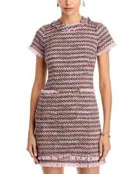 Мини-платье из твида с круглым вырезом Eliza J, фиолетовый