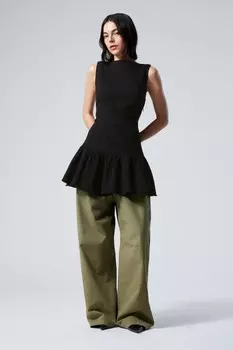 Мини-Платье из твила без рукавов Weekday, черный