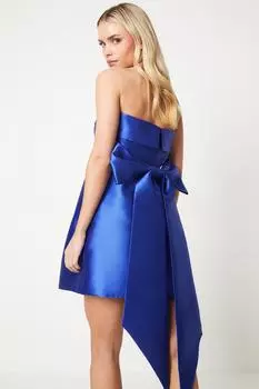 Мини-платье из твила Petite Bandeau с бантом на спине Coast, синий