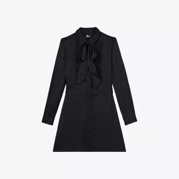 Мини-Платье из жаккарда с воротником-лавальер The Kooples, черный