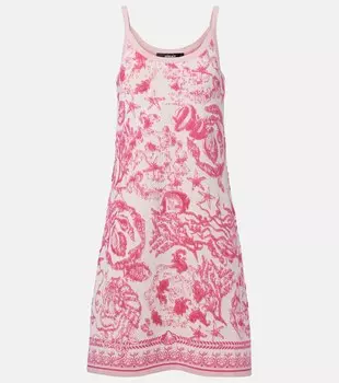 Мини-платье из жаккардового махрового полотна Underwater Barocco Versace, Eggshell+Dragonfruit