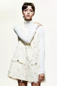 Мини-Платье из жаккардовой ткани H&M, бежевый