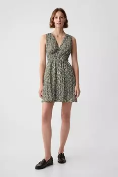 Мини-Платье из жатого хлопка Gap, зеленый
