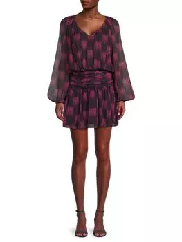 Мини-платье Jaylah с абстрактной блузкой Ramy Brook, цвет Boysenberry