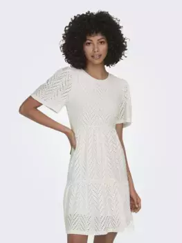 Мини-платье JDY "JDYCARLA CATHINKA S/S DRESS JRS NOOS", цвет Cloud Dancer