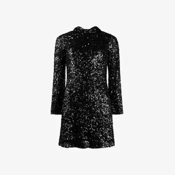 Мини-Платье Jessica из эластичной ткани с завязками на спине, украшенное пайетками Ro&Zo, черный