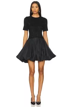 Мини-Платье kenz с короткими рукавами и комбинированной оборкой Simkhai, черный