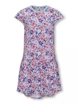 Мини-платье KIDS ONLY "KOGIDA C/S CUTLINE DRESS JRS", с воланом, цвет Clear Sky Aop:Floral