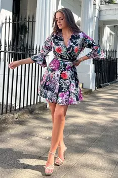 Мини-Платье-Кики с расклешенными рукавами Girl In Mind, черный