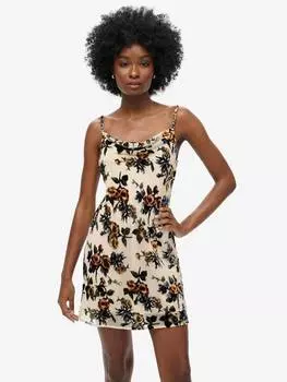 Мини-платье-комбинация devore с капюшоном на шее Superdry, цвет Burnt Orange Floral