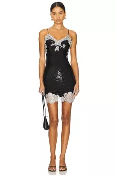 Мини-Платье-Комбинация с пайетками harley Alice + Olivia, черный