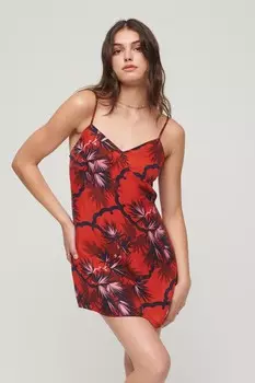 Мини платье комбинация с принтом Superdry, красный