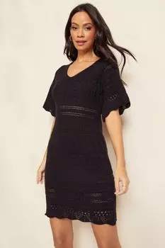 Мини-Платье крючком с V-образным вырезом Friends Like These, черный