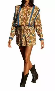 Мини-платье Lais в кремовом цвете с узором пейсли CAROLINA K