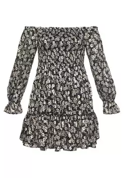 Мини платье LASCANA Dress, черный/белый