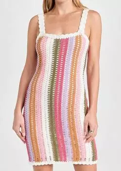 Мини-платье Lito Crochet в разноцветную полоску MINKPINK, цвет multi stripe