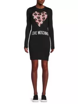 Мини-платье Love Moschino вязаное облегающее, черный