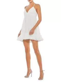 Мини-платье Mac Duggal с рюшами и подолом babydoll, белый