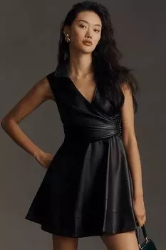 Мини-платье Maeve из искусственной кожи, черный