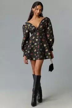 Мини-платье Maeve трапециевидного силуэта с V-образным вырезом, черный