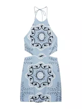 Мини платье MANGO Dress Frame, цвет sapphire/light blue