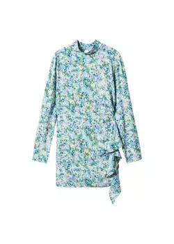 Мини платье MANGO Dress Honey, цвет turquoise/pastel blue