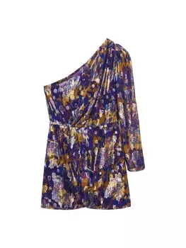 Мини платье MANGO Dress Showy, темно-фиолетовый