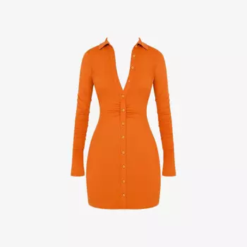 Мини-Платье Marquis из трикотажного стретч-джерси с застежкой на пуговицы и длинными рукавами Mistress Rocks, оранжевый