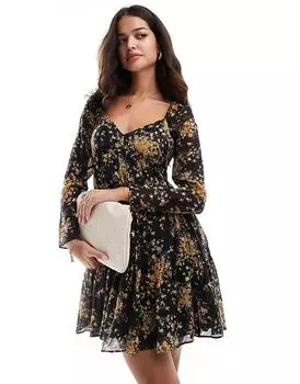Мини-платье martina sweetheart с темным цветочным принтом Nobody’s Child
